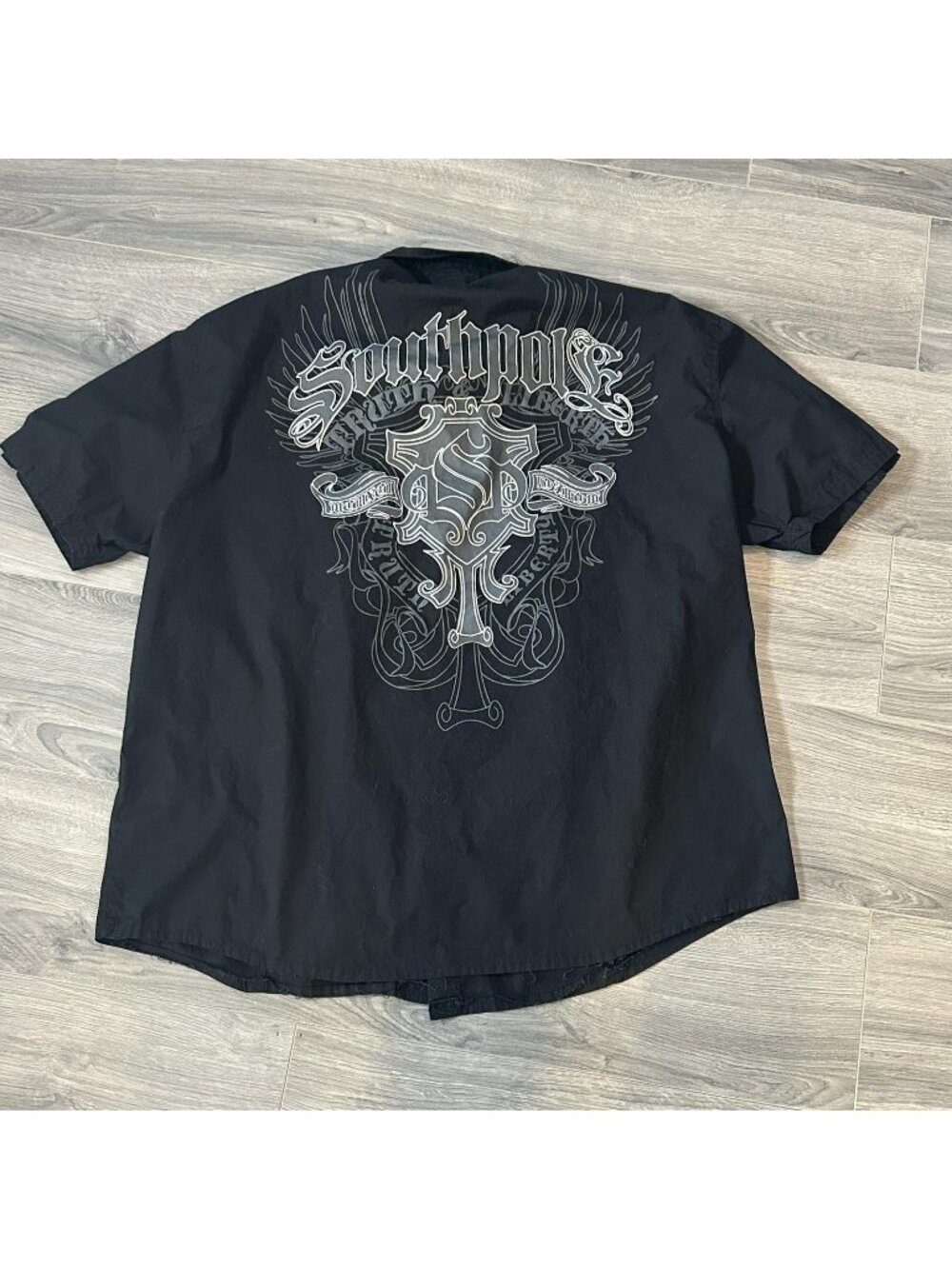 Southpole Shirt Mens 6XL Black Y2K Truth & Liberty Button Up Streetwear Big Tall